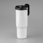Vaso térmico de acero inoxidable reciclado con pajita abatible 900ml color blanco