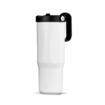 Vaso térmico de acero inoxidable reciclado con pajita abatible 900ml color blanco vista 1