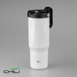Vaso térmico de acero inoxidable reciclado con pajita abatible 900ml