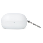 Auriculares pequeños en estuche del tamaño de un llavero color blanco cuarta vista
