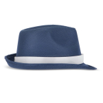 Sombrero personalizable de poliéster en varios colores brillantes color azul oscuro cuarta vista