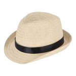 Sombrero personalizable de paja con cinta en varios colores color negro