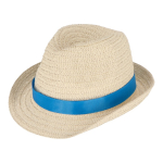 Sombrero personalizable de paja con cinta en varios colores color azul
