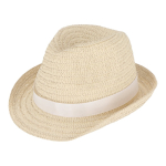 Sombrero personalizable de paja con cinta en varios colores color blanco