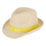 Sombrero personalizable de paja con cinta en varios colores color amarillo