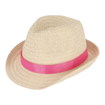 Sombrero personalizable de paja con cinta en varios colores color rosa