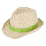 Sombrero personalizable de paja con cinta en varios colores color verde lima