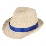 Sombrero personalizable de paja con cinta en varios colores color azul oscuro