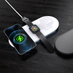 Cargador inalámbrico de carga rápida 3 en 1 para móvil y accesorios 15W color blanco septima vista