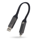 Cable de carga portátil con múltiples entradas y salidas de conexión color negro quinta vista