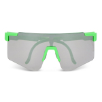 Gafas deportivas de alto rendimiento de colores con lentes plateados color verde fluorescente segunda vista