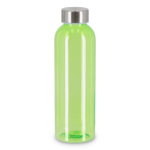 Botella de plástico reciclado con tapón plateado ideal para agua 500ml color verde lima transparente