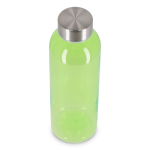 Botella de plástico reciclado con tapón plateado ideal para agua 500ml color verde lima transparente tercera vista