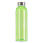 Botella de plástico reciclado con tapón plateado ideal para agua 500ml color verde lima transparente cuarta vista
