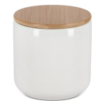 Bote de cerámica ideal para guardar alimentos con tapa de bambú 550ml color blanco