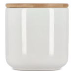 Bote de cerámica ideal para guardar alimentos con tapa de bambú 550ml color blanco segunda vista