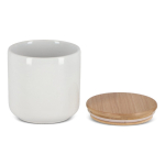Bote de cerámica ideal para guardar alimentos con tapa de bambú 550ml color blanco tercera vista