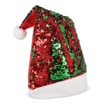 Original gorro de Papá Noel hecho de lentejuelas bicolores color rojo segunda vista