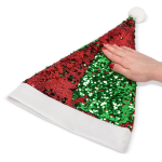 Original gorro de Papá Noel hecho de lentejuelas bicolores color rojo sexta vista