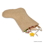 Media de Navidad con diseño rústico de yute con costura en el borde color natural tercera vista