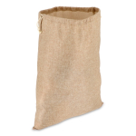 Bolsa de regalo con diseño rústico de yute y cordón de cierre color natural tercera vista