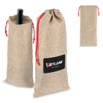 Bolsa de vino con diseño rústico de yute y cordón de cierre rojo