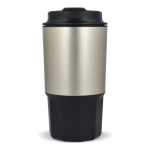 Vaso para llevar de acero inoxidable con tapa antiderrame 450ml color negro tercera vista