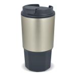 Vaso para llevar de acero inoxidable con tapa antiderrame 450ml color gris