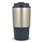 Vaso para llevar de acero inoxidable con tapa antiderrame 450ml color gris tercera vista