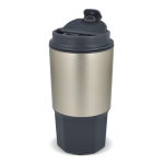 Vaso para llevar de acero inoxidable con tapa antiderrame 450ml color gris septima vista