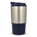 Vaso para llevar de acero inoxidable con tapa antiderrame 450ml color azul oscuro cuarta vista