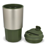 Vaso para llevar de acero inoxidable con tapa antiderrame 450ml color verde oliva segunda vista