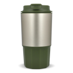 Vaso para llevar de acero inoxidable con tapa antiderrame 450ml color verde oliva tercera vista