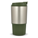 Vaso para llevar de acero inoxidable con tapa antiderrame 450ml color verde oliva quinta vista