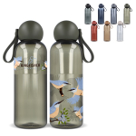 Botella de plástico monocromática con tapón redondo con asa 600ml