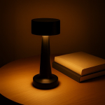 Lámpara de mesa con 3 modos de luz con sensor táctil en parte superior color negro quinta vista