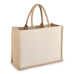 Bolsa de algodón con laterales y fondo de yute 320 g/m2 color beige