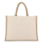 Bolsa de algodón con laterales y fondo de yute 320 g/m2 color beige cuarta vista