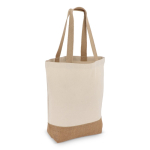 Bolsa de algodón con fuelle inferior y asas de yute 320 g/m2 color beige