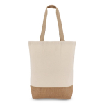 Bolsa de algodón con fuelle inferior y asas de yute 320 g/m2 color beige cuarta vista