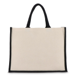 Bolsa de algodón con laterales y fondo de yute de colores 320 g/m2 color negro tercera vista