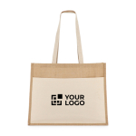 Bolsa de yute con bolsillo frontal de algodón y asas a juego 320 g/m2 vista principal