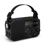 Radio de emergencia de plástico ABS con linterna y alarma Philips color negro