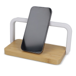 Cargador inalámbrico de bambú para escritorio con iluminación 15 W color natural segunda vista