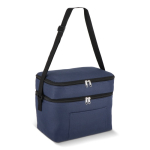 Bolsa nevera de doble compartimiento y bolsillo frontal 12L color azul oscuro