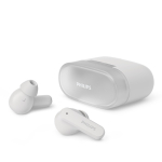 Auriculares inalámbricos de botón de larga duración marca Phillips color blanco cuarta vista