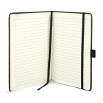 Libreta de cuero sintético de diseño original A5 hojas a rayas color negro cuarta vista