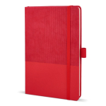 Libreta de cuero sintético de diseño original A5 hojas a rayas color rojo