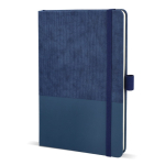 Libreta de cuero sintético de diseño original A5 hojas a rayas color azul oscuro