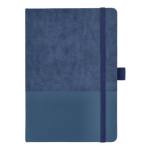 Libreta de cuero sintético de diseño original A5 hojas a rayas color azul oscuro segunda vista